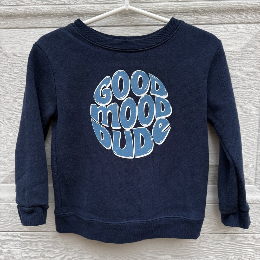 Garanimals Navy Sweatshirt with Light Blue 'Good Mood Dude' Graphic